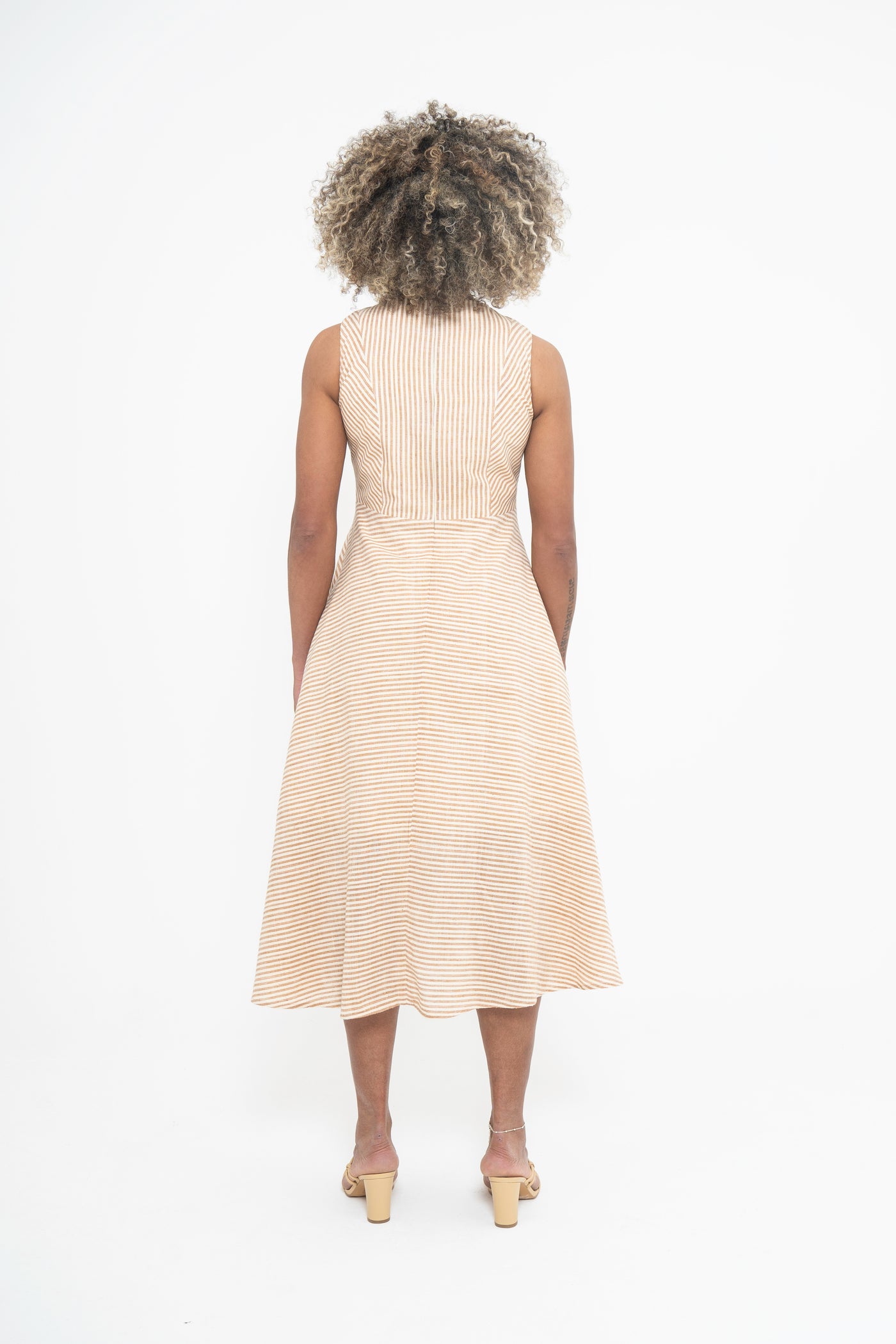 Abby Striped Midi Dress Terracotta