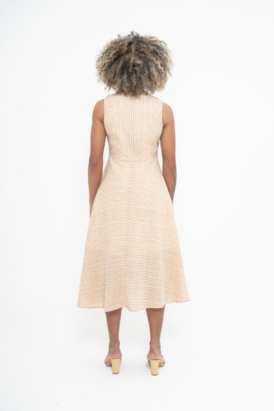 Abby Striped Midi Dress Terracotta