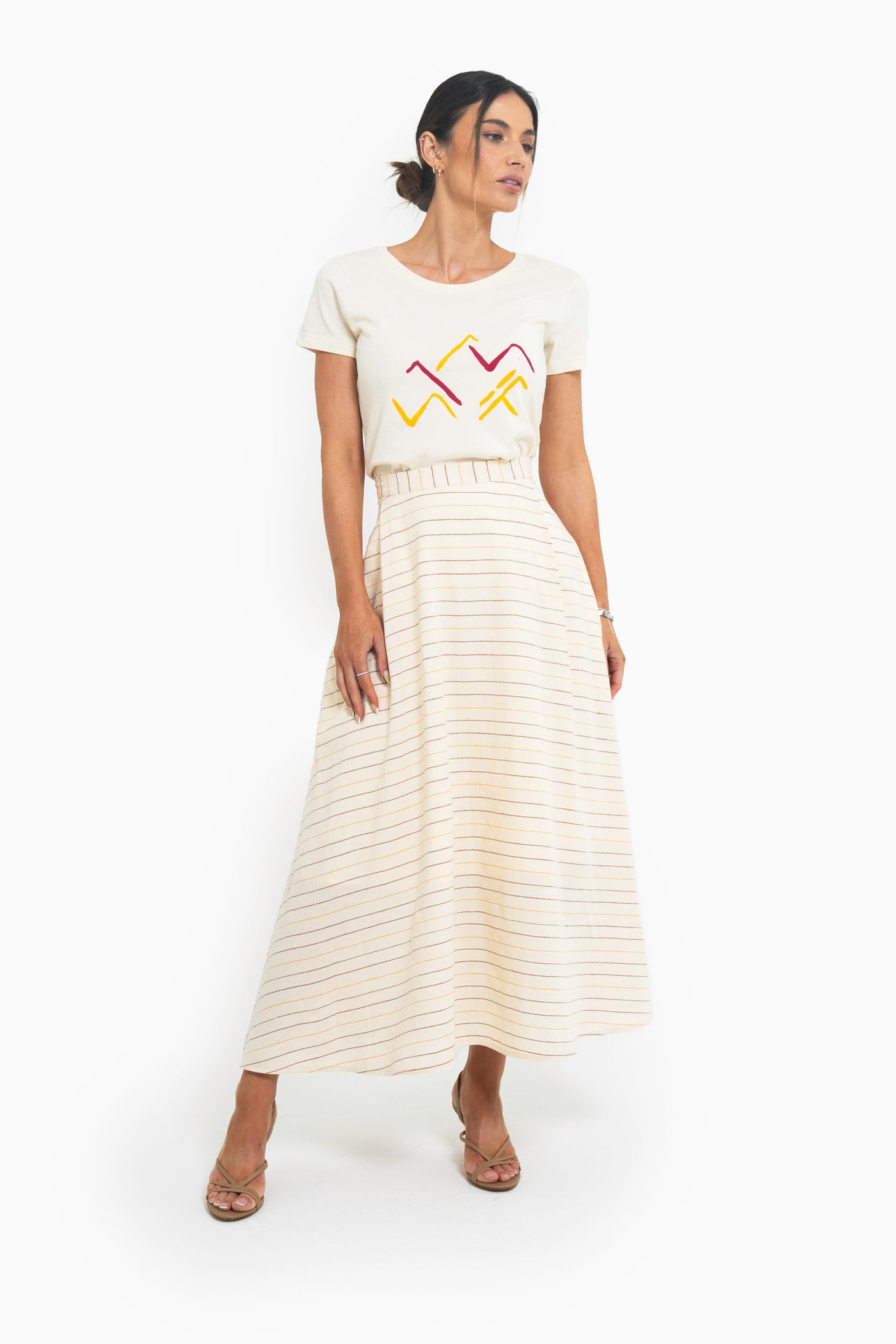 Jenna Pinstriped Midi-length Full Skirt