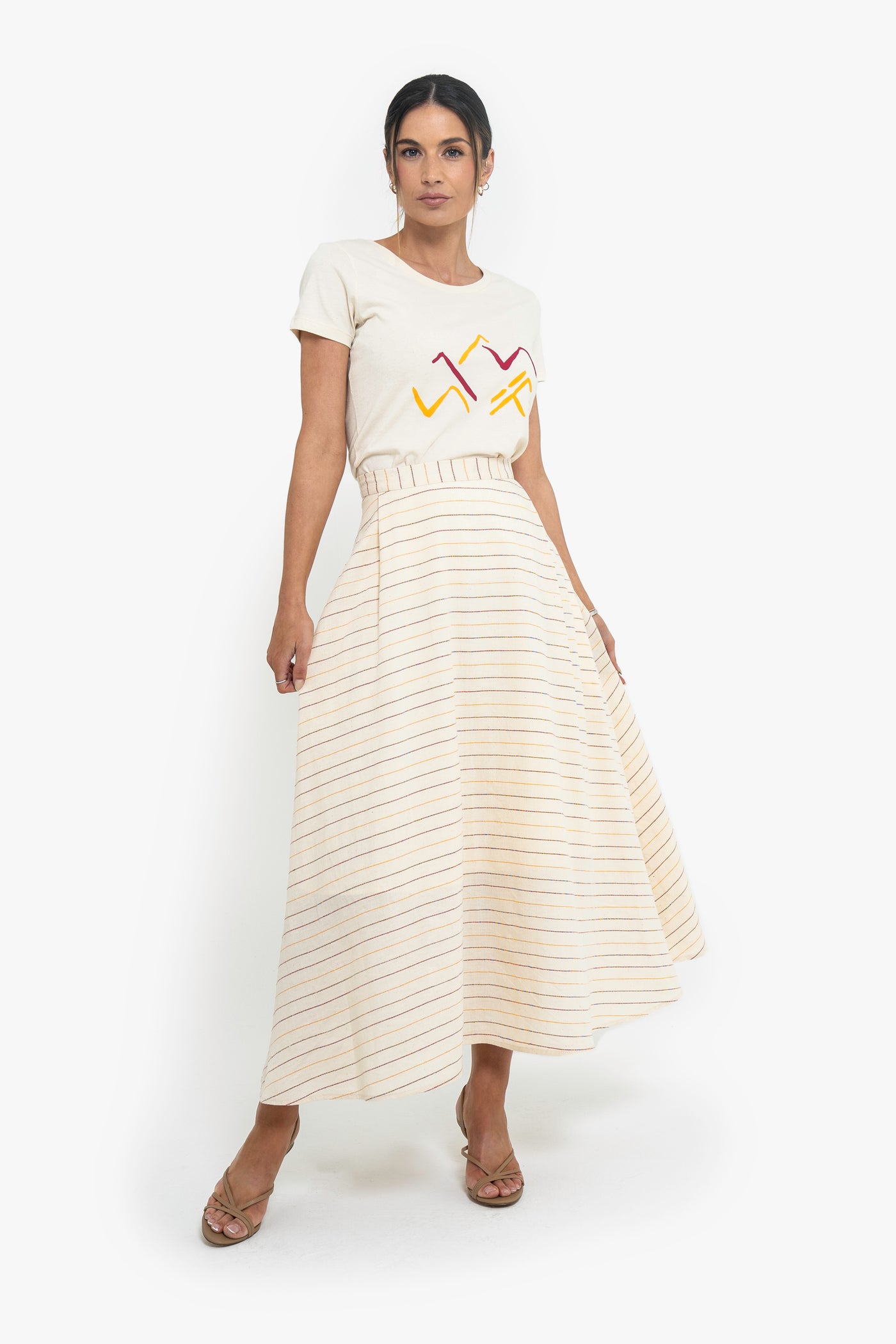 Jenna Pinstriped Midi-length Full Skirt