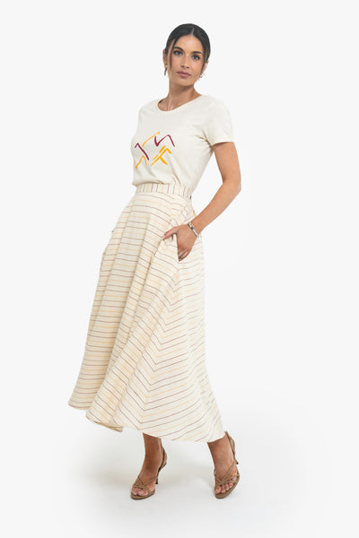 Jenna Pinstriped Midi-length Full Skirt