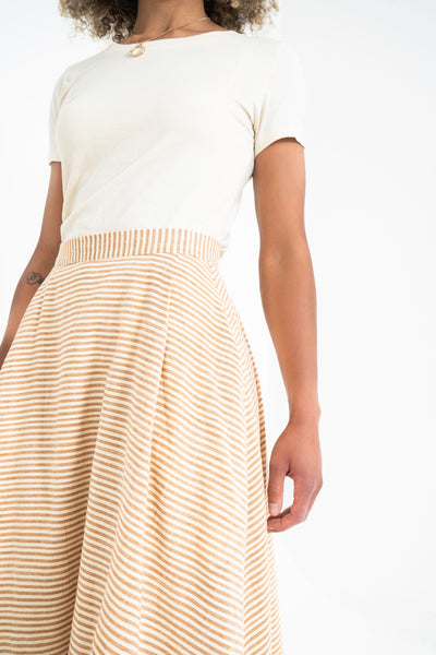 Jenna Striped Midi-length Full Skirt Terracotta