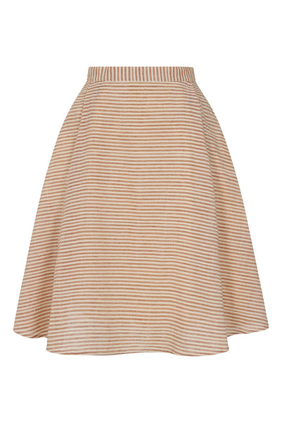 Jenna Striped Knee-length Full Skirt Terracotta