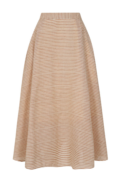 Jenna Striped Midi-length Full Skirt Terracotta