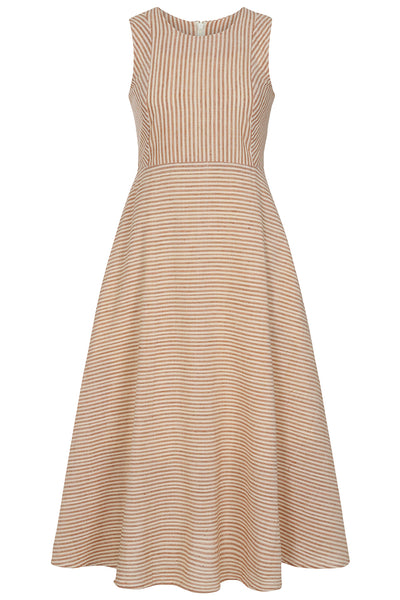 Abby Striped Midi Dress Terracotta