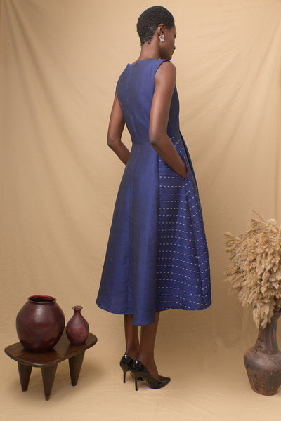 Sadio Full Skirt Dress Blue