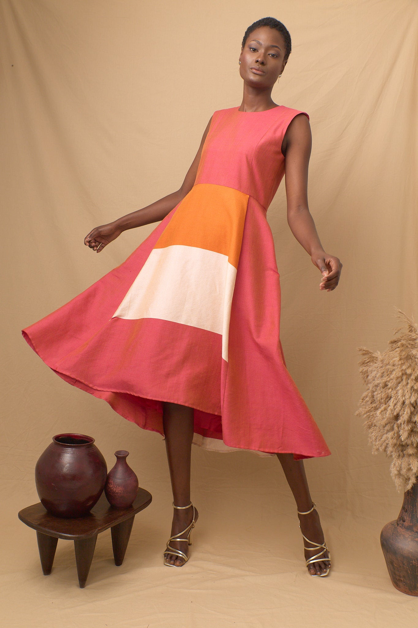 Sadio Full Skirt Dress Pink