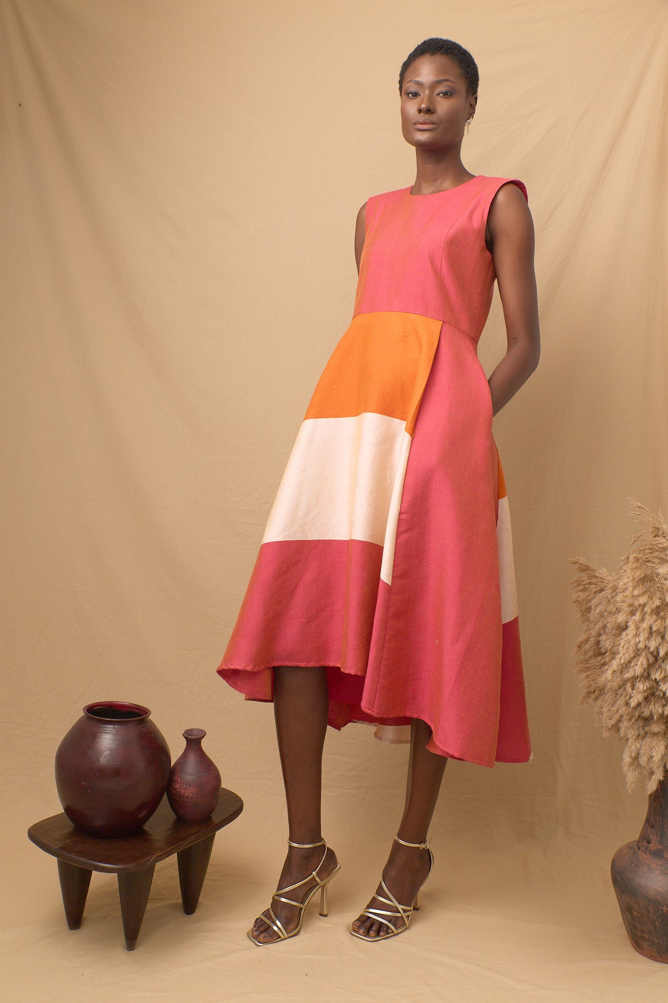 Sadio Full Skirt Dress Pink