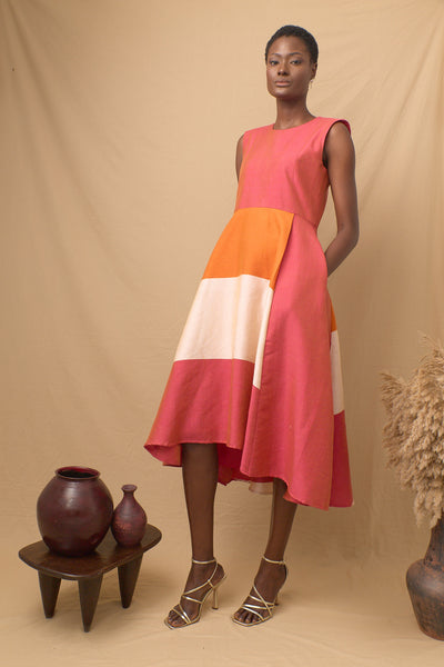 Sadio Full Skirt Dress Pink